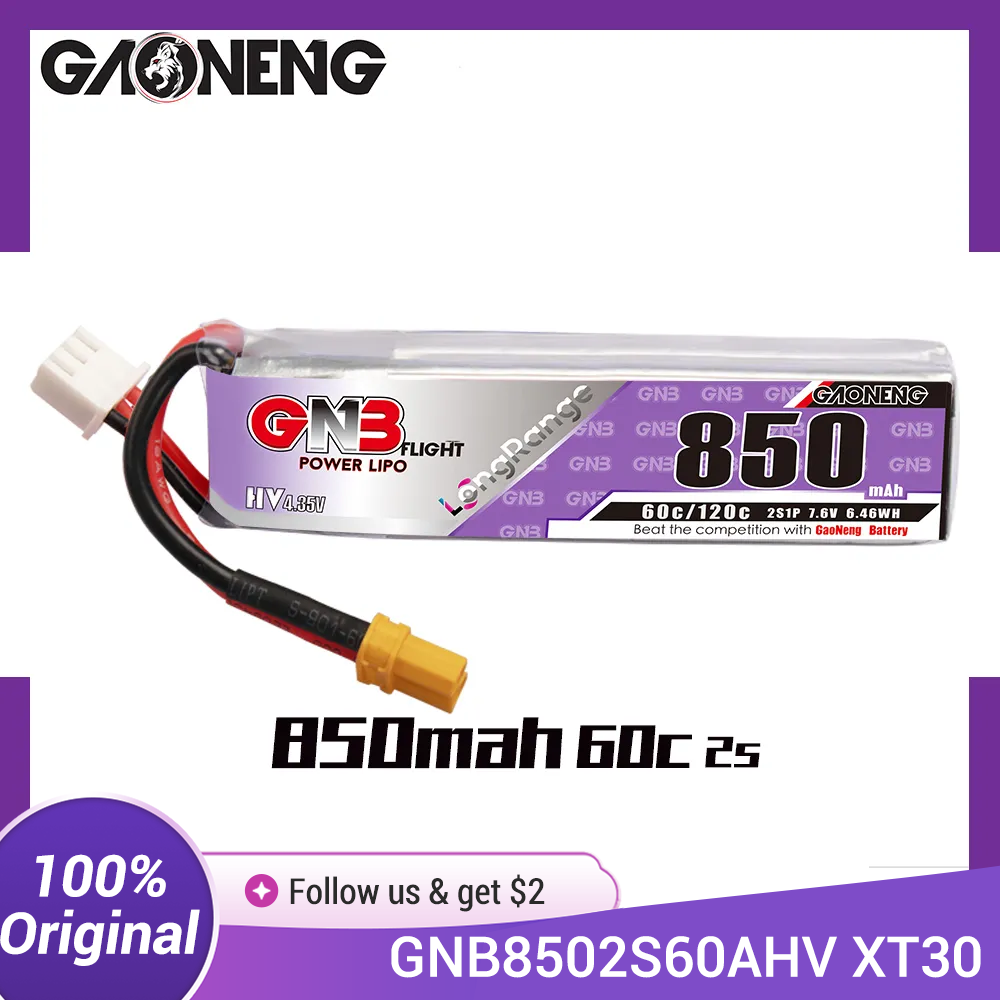 Drone Battery Li-Ion - แบตเตอรี่ GAONENG GNB LiPo 850mAh 2S