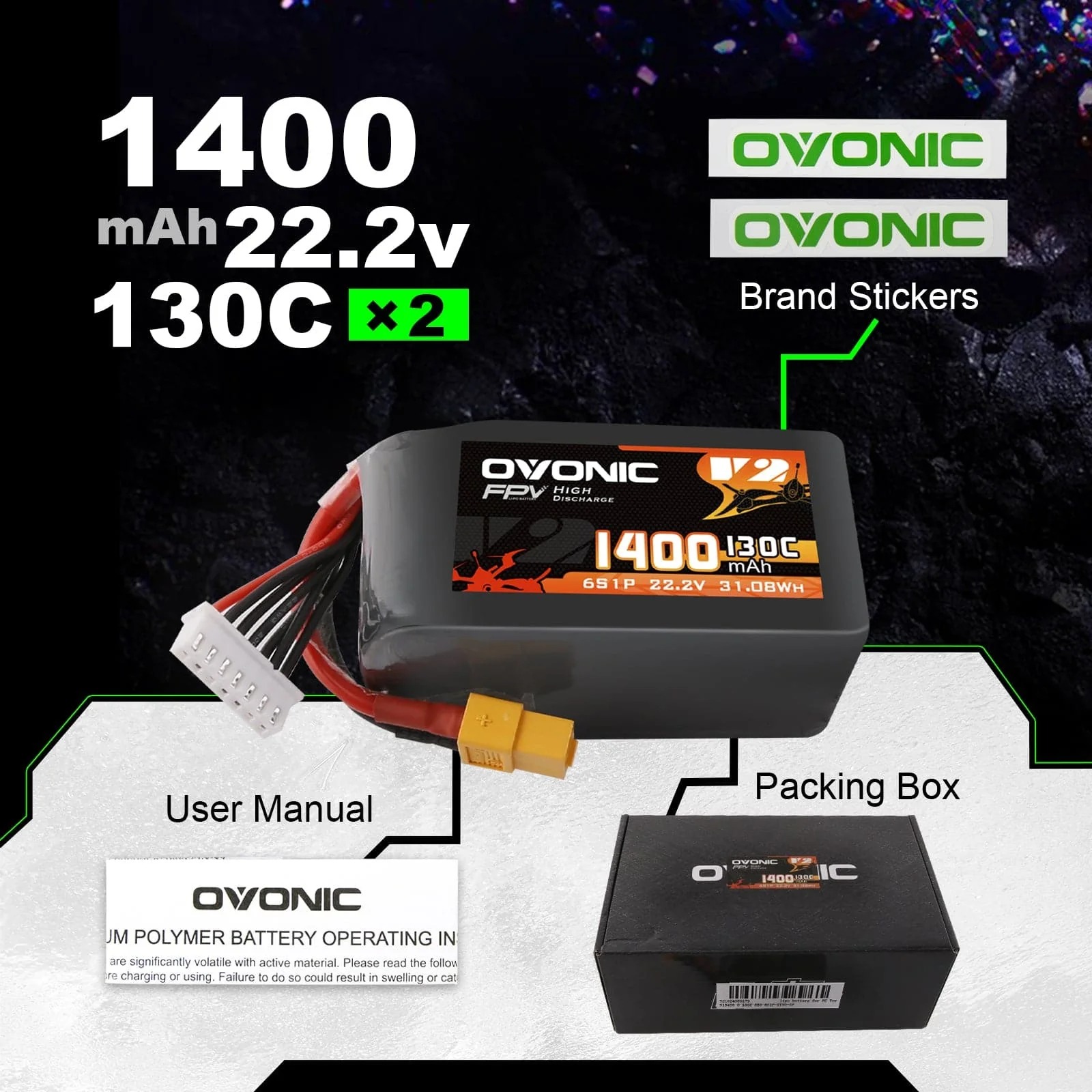 โอโวนิค 6S 1400mAh 130C แบตเตอ - Drone Battery Bag บทวิจารณ์และราคา
