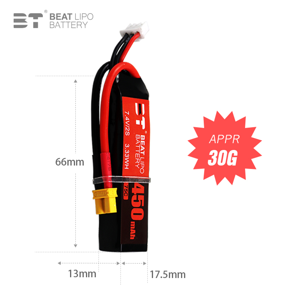 BEAT 2S 7.4V 450mAh 75C LiPo แ - Drone Battery Li-Ion บทวิจารณ์และราคา