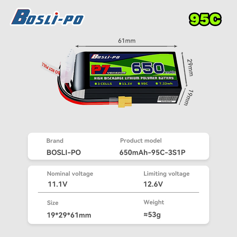 แบตเตอรี่ Boslipo P7 รุ่น 650m - Drone Battery 4S บทวิจารณ์และราคา
